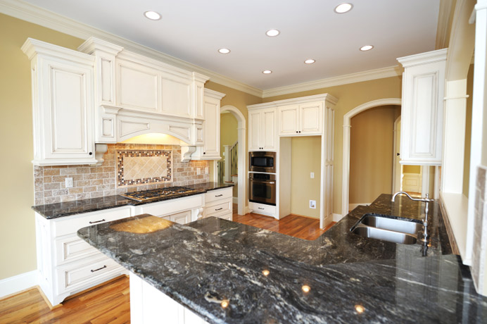 Granite Kitchen Countertop black white cabinets